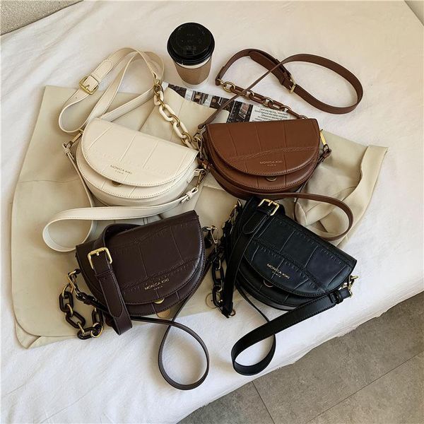

vintage solid color stone pattern small pu leather crossbody bags for women 2021 chain designer lady travel shoulder handbags