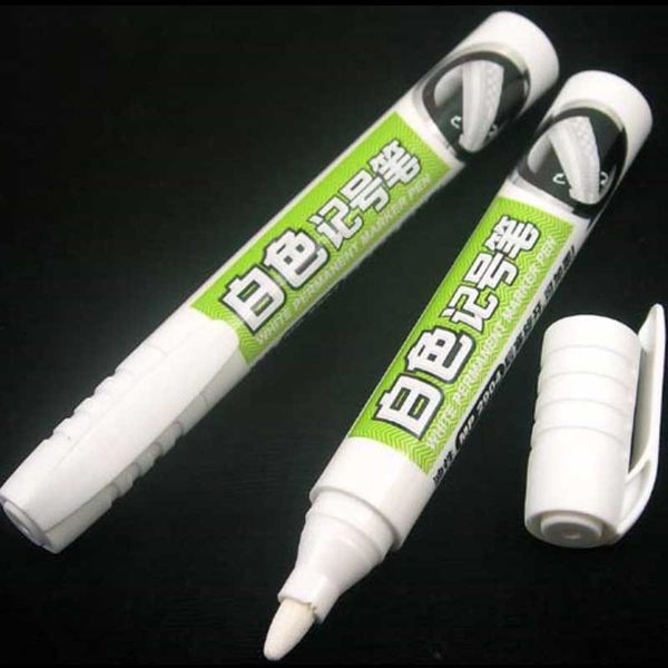 

6mm white marker pen art permanent oily white paint for metal leather fabric metallic markers pens art stationery supplies