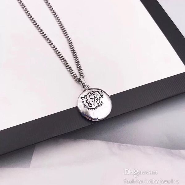 

fashion necklace designer jewelry luxury pendants wedding gift flower bird tiger heart pendant circle necklace for women white gold choker c, Silver