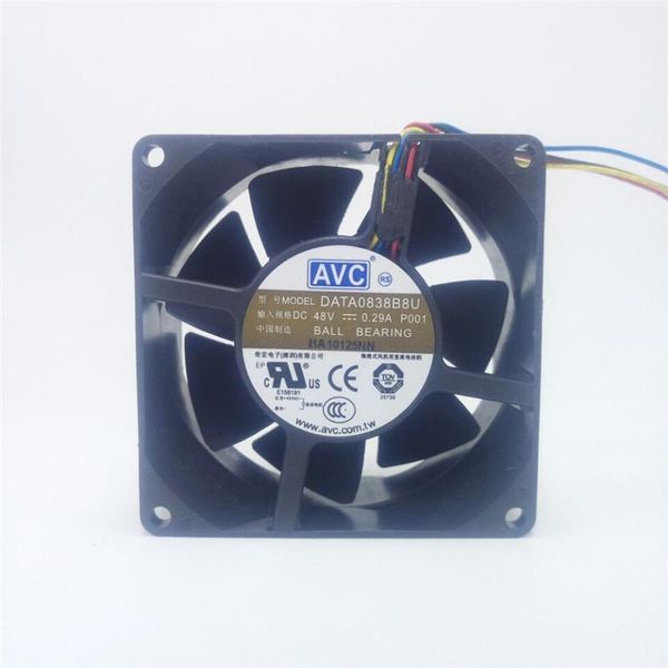 

avc data0838b8u 8038 8cm dc 48v 0.29a 4-wires dual ball cooling fan1