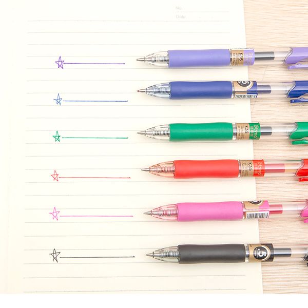 

6PCS/LOT Colors Push type Ballpoint pen stylo pennen boligrafos kugelschreiber canetas penna kalem pens for writing caneta 03657, Default color