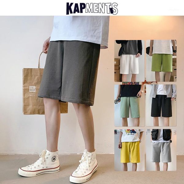 

kapments men solid casual shorts 2020 summer mens harajuku 7 colors black sweatpants korean fashion plus size running shorts 5xl1, White;black