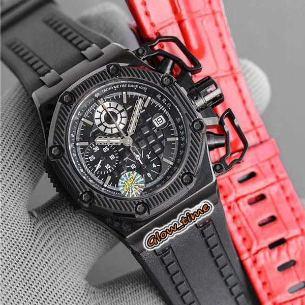 

jh version offshore black dial eta a7750 chronograph automatic 26165io.oo.a002ca.01 mens watch black steel case rubber sport watches, Slivery;brown