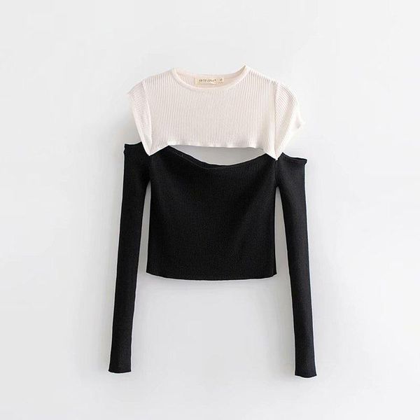 

lj65-8035 european and american fashion color sweater1, White;black
