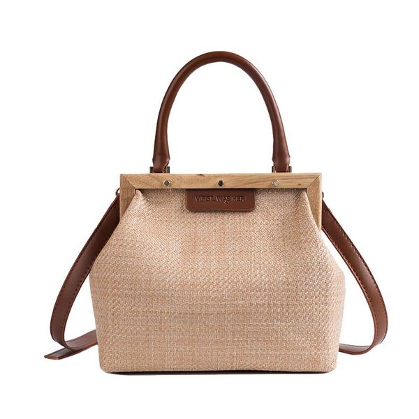 

2020 summer new women beach handbag ins popular female fashion straw bags lady wooden hasp shoulder bag casual weave tote ss3361