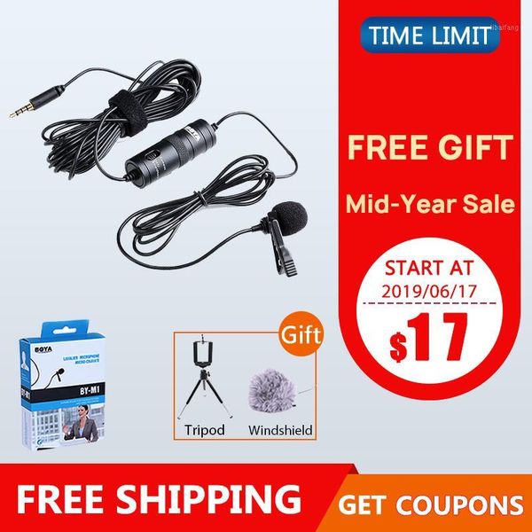 

boya by-m1 vlog audio video record microphone for android mac lapel mic lavalier microphone for dslr camera camcorder1
