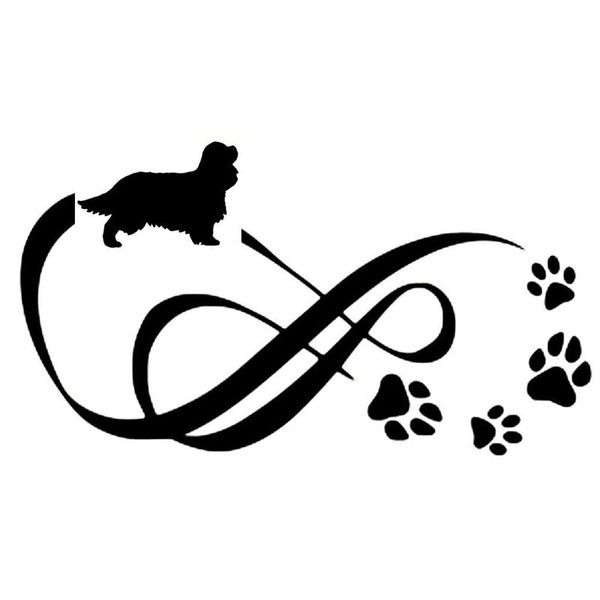 

18*10cm cavalier king charles spaniel animal paw print car stickers vinyl decal car styling decoration black/silver s1-0699