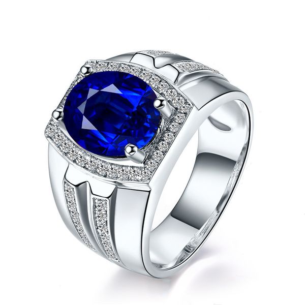 

deep sea aggressive men's blue crystal diamond ring jewelry, Silver