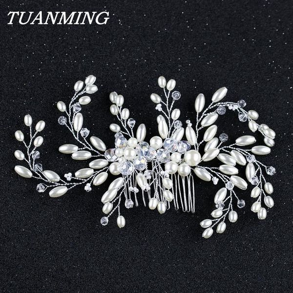 

pearl rhinestone silver color bride hair comb wedding hair accessories bride headpieces leaf combs ornament combs, Golden;silver