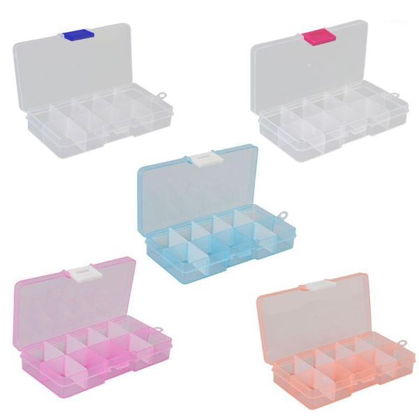 

10 slots cells colorful portable jewelry tool storage box container ring electronic parts screw beads organizer plastic case1