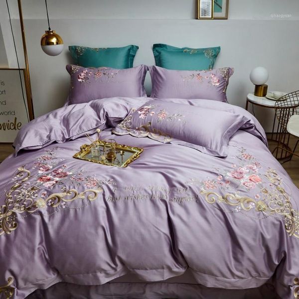 

iva show violet long-staple cotton bedding set exquisite embroidered bed set all cotton pillowcase / king size1