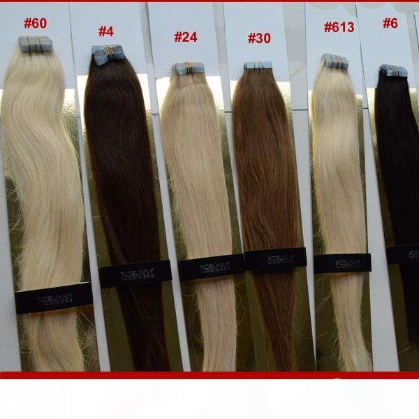 

xcsunny tape in hair extensions remy wavy 18"20" human hair extensions tape 100g 100% indian virgin human hair tape in extension, Black