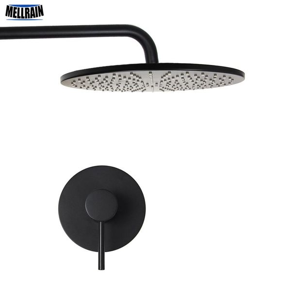 

brass black bath shower set wall mounted quality single way water brass mixer faucet rain shower head 8 10 12 inch size yxlxur xhhair