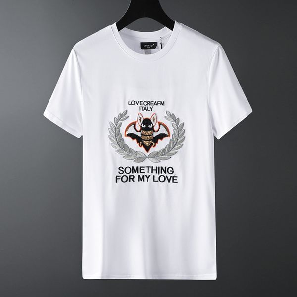 

men's 2020 summer embroidery pearl new short sleeve t-shirt men's korean pearl embroidery round neck slim 2bcjo, Blue