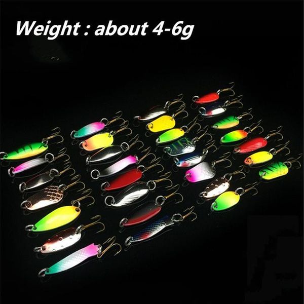 

30pcs/10pcs metal mixed spoon lures spinner bait kit fishing wobbler metal hard baits isca artificial with pla jllxmg