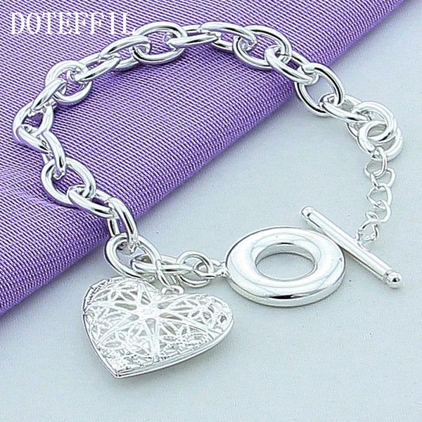 

100% sterling silver 925 jewelry female hollow ball bracelet silver heart bracelet quality, Golden;silver