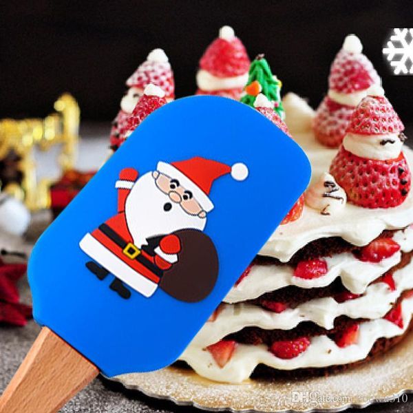 Espátula de silicone de natal fofo papai noel massa de bolo raspador creme de bolo espátula de mistura raspador de massa pincel ferramenta de cozimento wvt1204