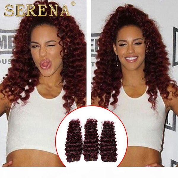 

8a wine red brazilian hair 3 bundles 99j deep curly human hair weaves brazilian burgundy deep wave hair extensions ing, Black