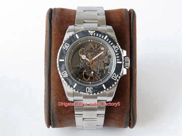 

2 color vr version 904 steel 40mm 116610 skeleton carbon fiber bezel swiss cal.3130 movemen automatic mens watch watches, Slivery;brown