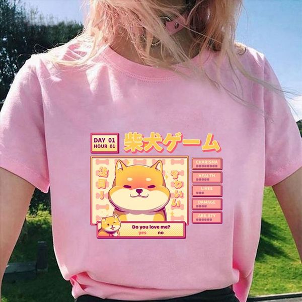 

shirt women 2021 shiba inu print 90s t shirts fashion tumblr tshirts clothes shirt womens ladies graphic female tee t, White