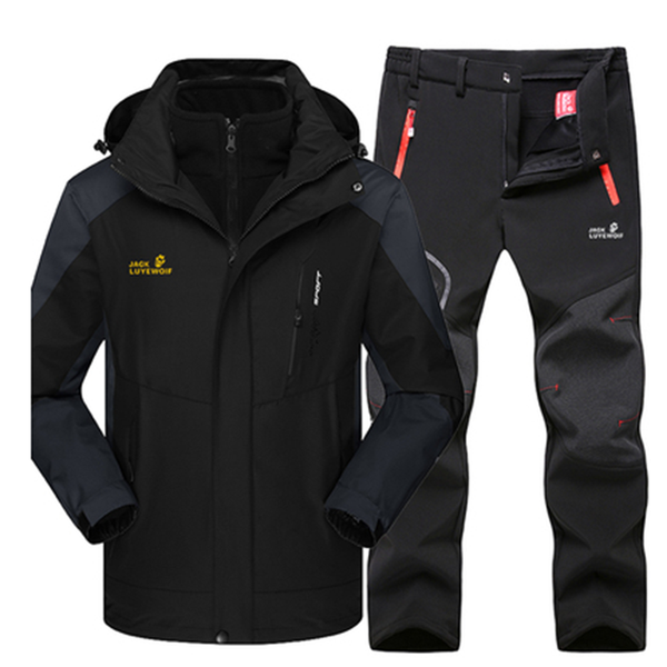 

outdoor jackets&hoodies winter ski suit men's jacket & hiking pants thermal raincoat fleece liner parka windproof waterproof mountainee, Blue;black