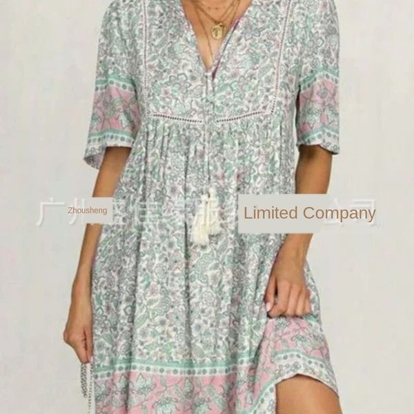 

women's cut out short lace sleeve v-neck print mid length women's cut out short dresslace dresssleeve dress v-neck print mid lengt, Black;gray