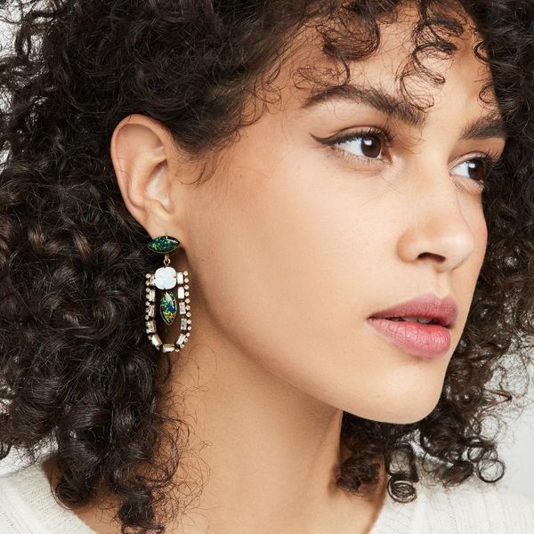 

dangle & chandelier lady bohemian hollow glass drop earrings for women green multi color resin geometric korean earring wedding vintage jewe, Silver