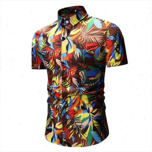 

casual dress shirts mens short sleeve flower hawaiian shirt lapel collar floral blouse men new drop shipping, White;black