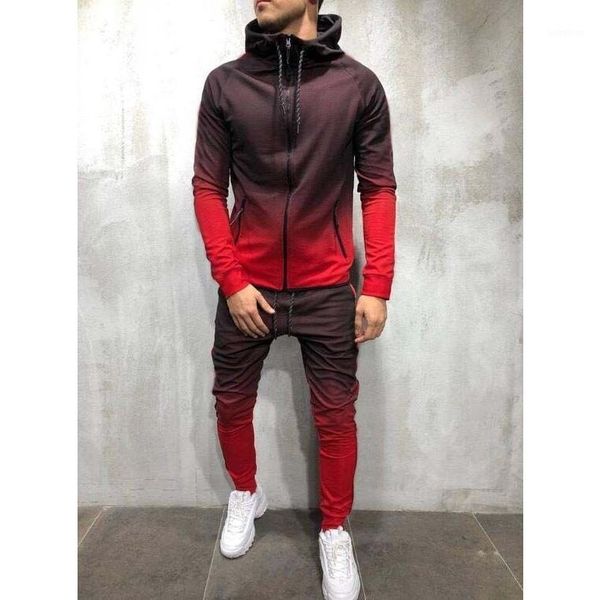 

men's fitness and running sportswear 2020 zipper sportswear hoodie jacket western pants suit1, Gray
