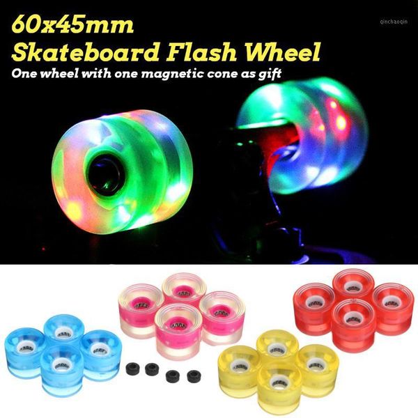 

4pcs skateboard flash roller wheel penny board led light wheel danceboard 75a 60x45mm longboard double rocker flashing1