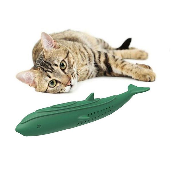 

cat catnip toy silicone fish shaped toy for cats interactive cat toothbrush catnip teaser chew for cleaning uv
