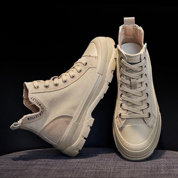 

новый 2020 весной и осенью высокого верха обуви холст сапоги женская обувь паладин короткие сапоги женщины q10-66, Black