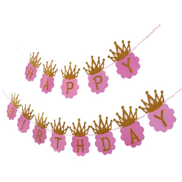 

birthday pull flag party background decorate articles banner golden an crown letter coloured brace factory direct selling 3 5sh p1