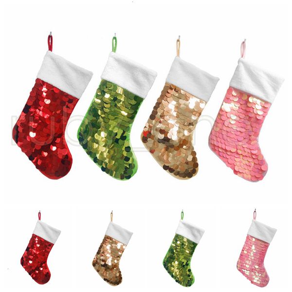 

xmas 19inch stockings sequins socks santa claus stocking gift bag cute tree ornaments christmas decorations rra3507 v964