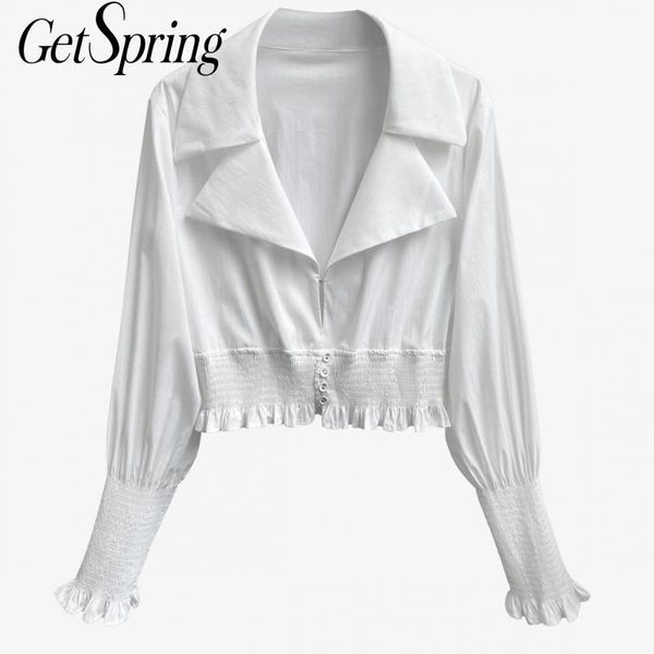 

getspring women shirt long sleeve cotton short white black woman blouses shirts vintage casual short women bloues 2021 new