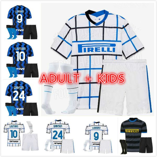 

2021 eriksen lautaro skriniar soccer jersey kits milito barella lukaku 20 21 alexis kolarov football shirt uniform men + kids kit, Black;yellow