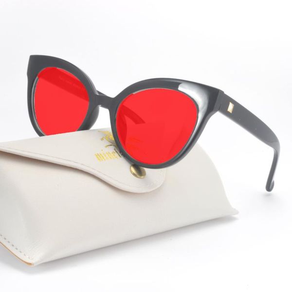 

custom new retro fashion sunglasses women brand designer vintage black white red purple cat sun glasses female lady fml, White;black