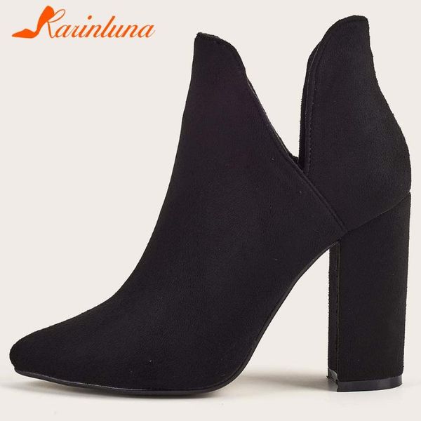 

boots karin ins female fashion autumn concise casual pointed toe thick high heels women ankle shoes, Black