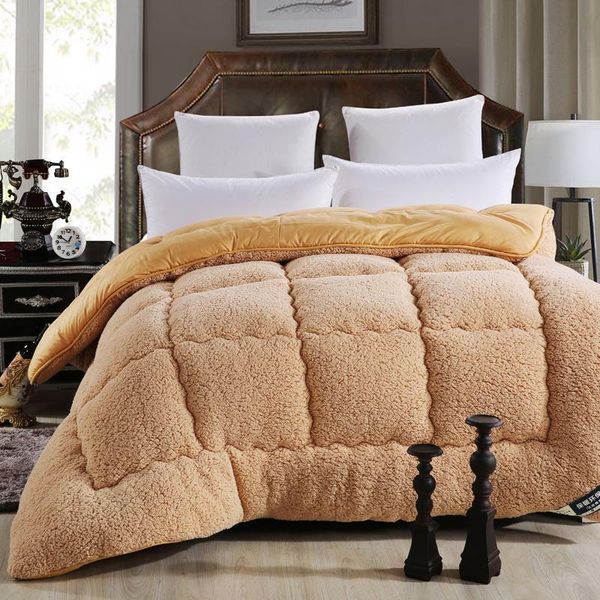 

1pcs lamb cashmere velvet fabric warm winter wool quilt thicken comforter duvet blanket king queen size double cashmere