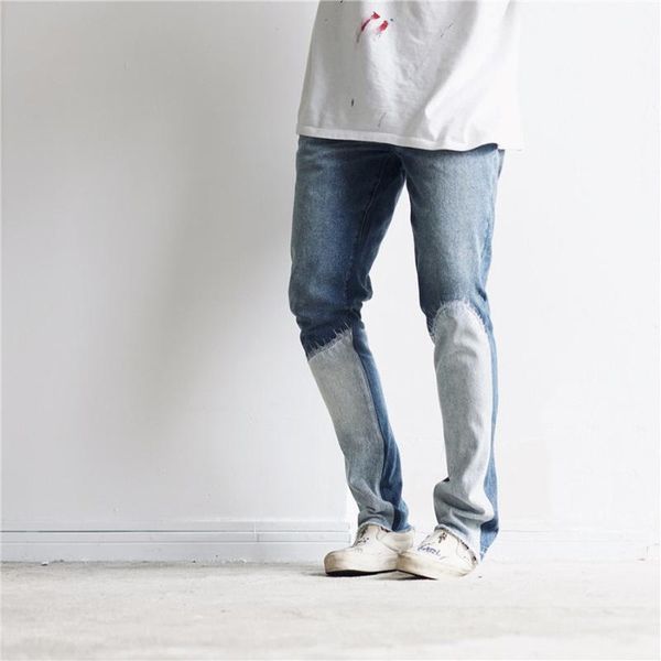 

gallery dept jeans men women denim pants vintage patchwork washed cowboy button slim fit jean men clothing 2020 streetwear, Blue