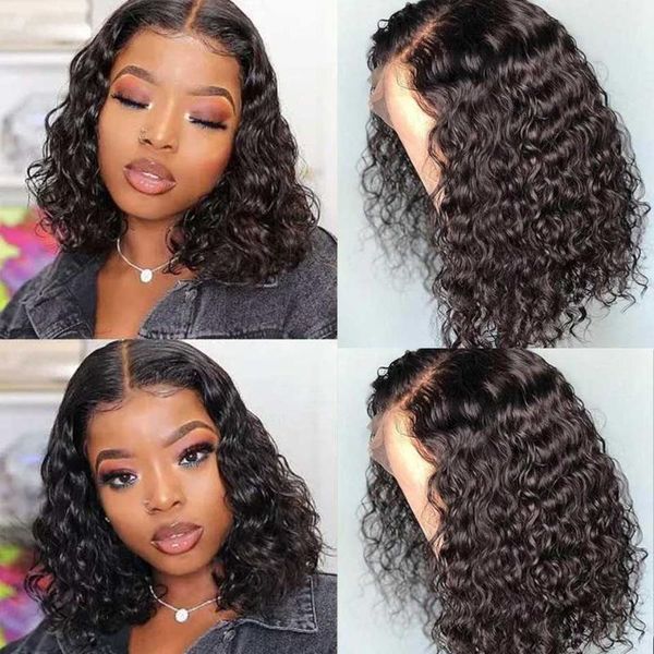 

hd transparent lace wigs bob wig lace front human hair wigs curly water wave front wig remy tpart malaysian human hair, Black;brown