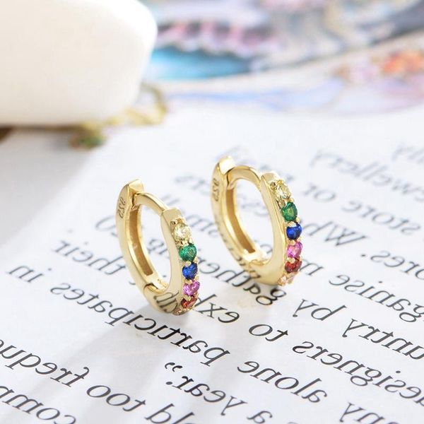 

hoop & huggie silvology 925 sterling silver colorful zircon earrings for women 18k gold round elegant luxurious festival jewelry, Golden;silver