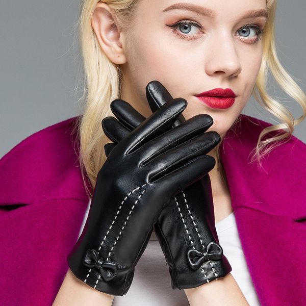 

fashion full finger driving gloves pu leather women touch screen black thermal warm gloves, Blue;gray