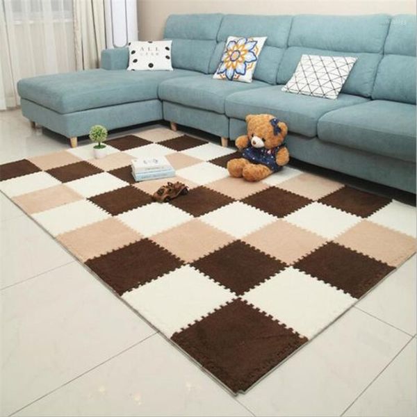 

10 pcs/lot bedroom decor carpet soft plush rug magic patchwork jigsaw living room decoration rug climbing baby mat 30*30 cm1