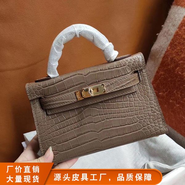 

kelly ii one shoulder straddle crocodile mini women's bag handbag new net red