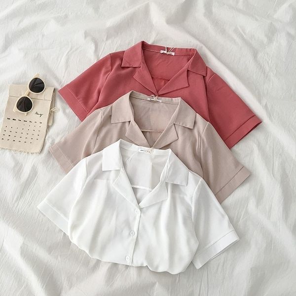 

spring summer women long sleeve casual chiffon blouse female suit collar work wear solid color white office shirts y200828