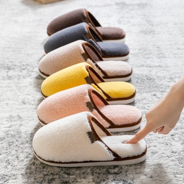 

winter warm slippers women faux fur flats women house shoes comfort indoor furry home slippers female plus size sleepers shoes y201026, Black