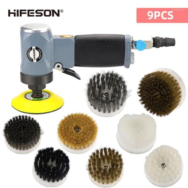 

8162b pneumatic sandpaper machine 2" chassis 8 styles 3/4" hard soft bristles brush polishing waxing machine concentric1