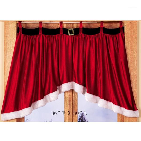 

creative red dense velvet christmas decorative curtains tab style for window kitchen cabinet door1