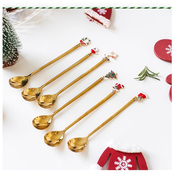 

2021 latest christmas decorations ornaments stainless spoon 2021 home for party table navidad xmas gift new year 2021 new new